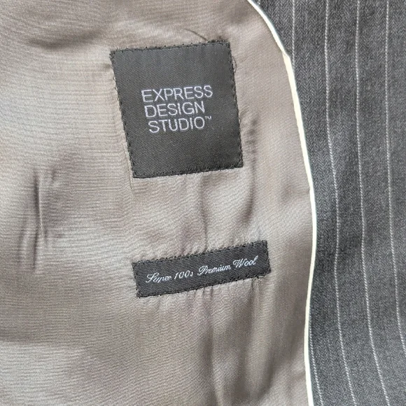 Men's Pinstripe Blazer - Black - Picture 3 of 12